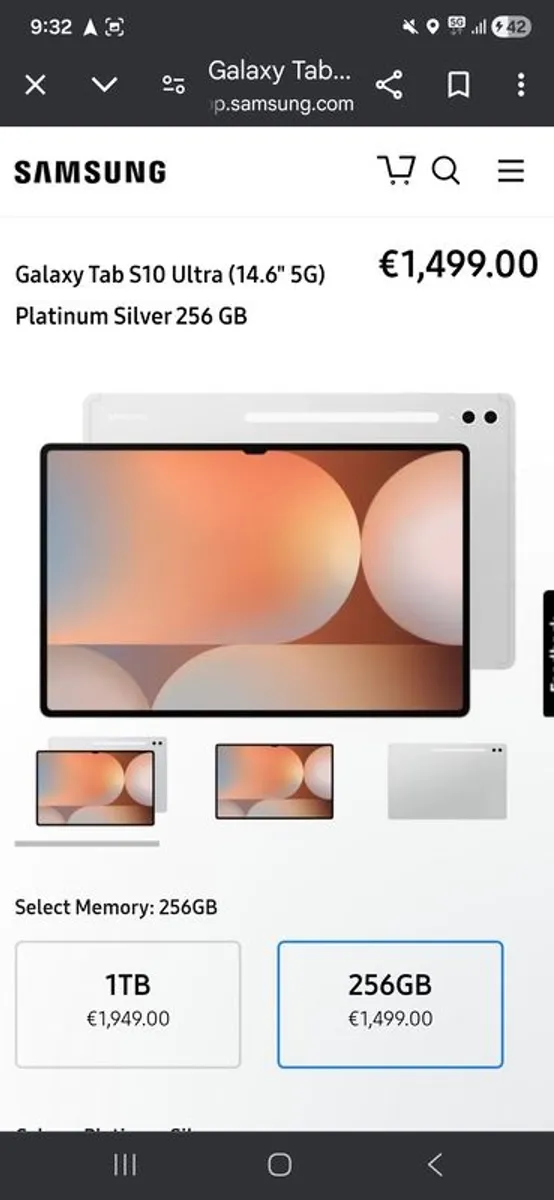 Samsung Galaxy Tab S10 Ultra Phantom Silver 256GB 12GB 5G Sim compatible Grade A Trade or Swap 1499 on Samsung Website - Image 3