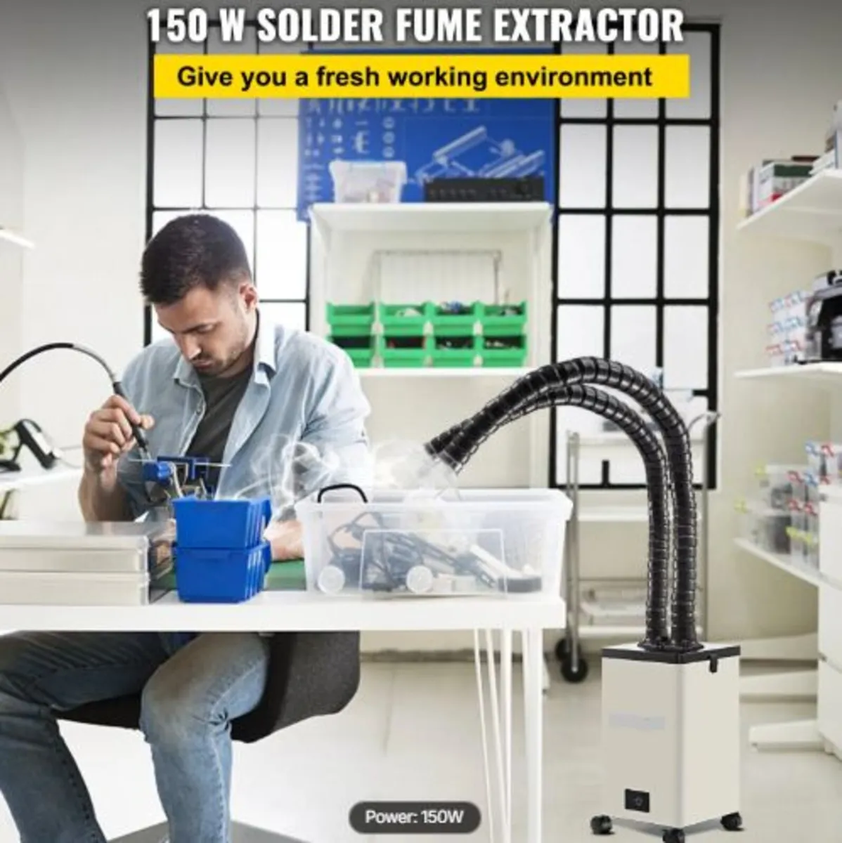 Solder Fume Extractor, 150W 106 CFM Smoke Absorber - Image 2