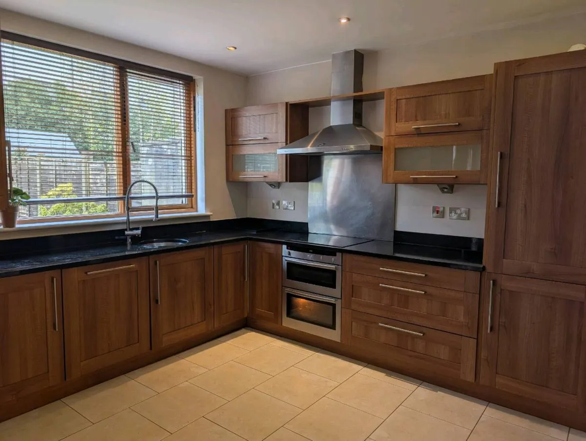 Full walnut kitchen + appliances - quartz worktop - Image 1