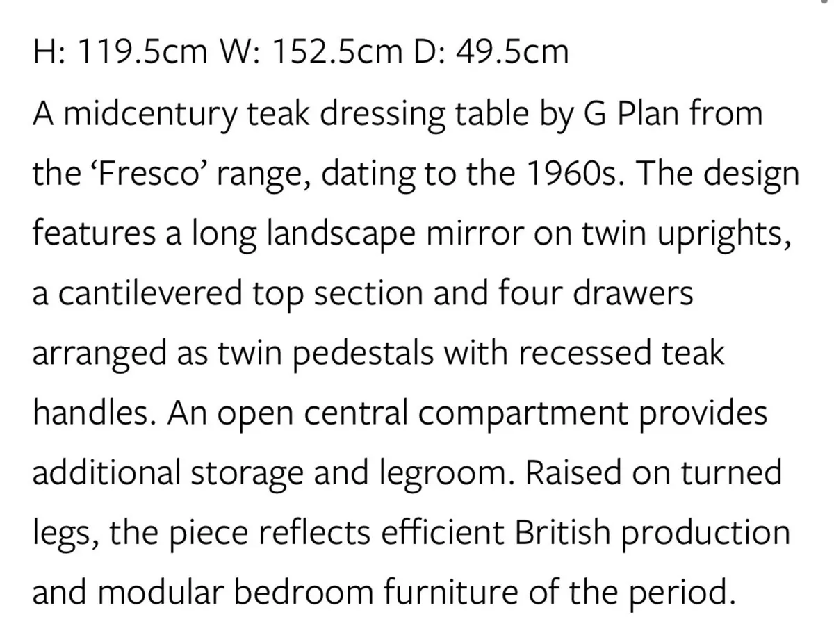 G Plan fresco mid century teak desk / dresser - Image 2