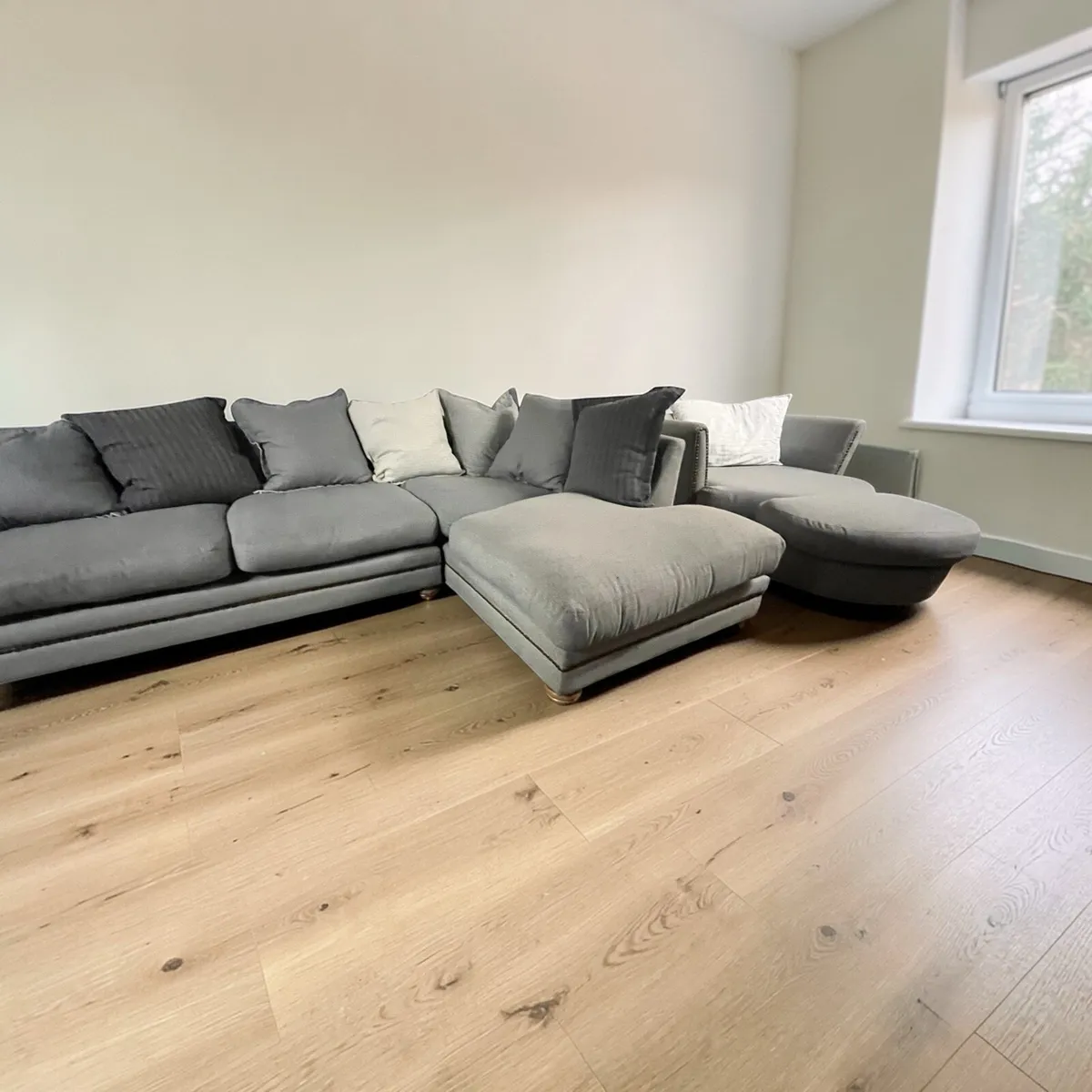 Large DFS grey corner sofa set with chair - Image 4