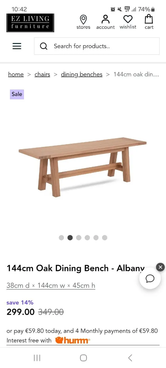 Oak dining bench - Image 2