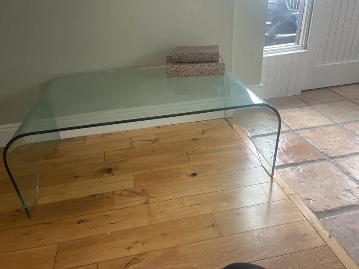 Large waterfall tempered glass coffee table - Image 1