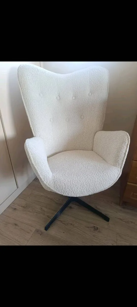 White wool office chair - Image 2