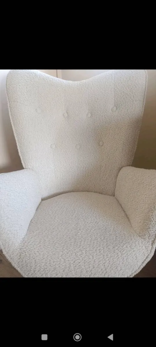 White wool office chair - Image 3
