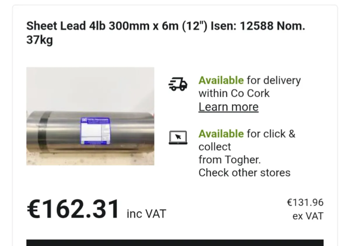 Sheet lead 4lb 300mm(12") x 5.25m long - Image 2