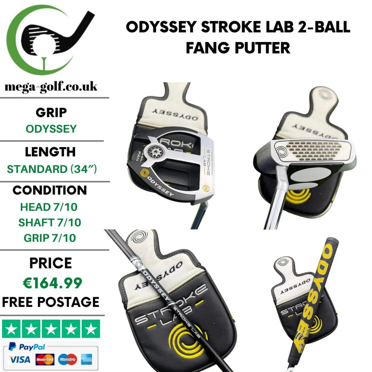 Odyssey Stroke Lab 2-Ball Fang Putter / 34'' - Image 1