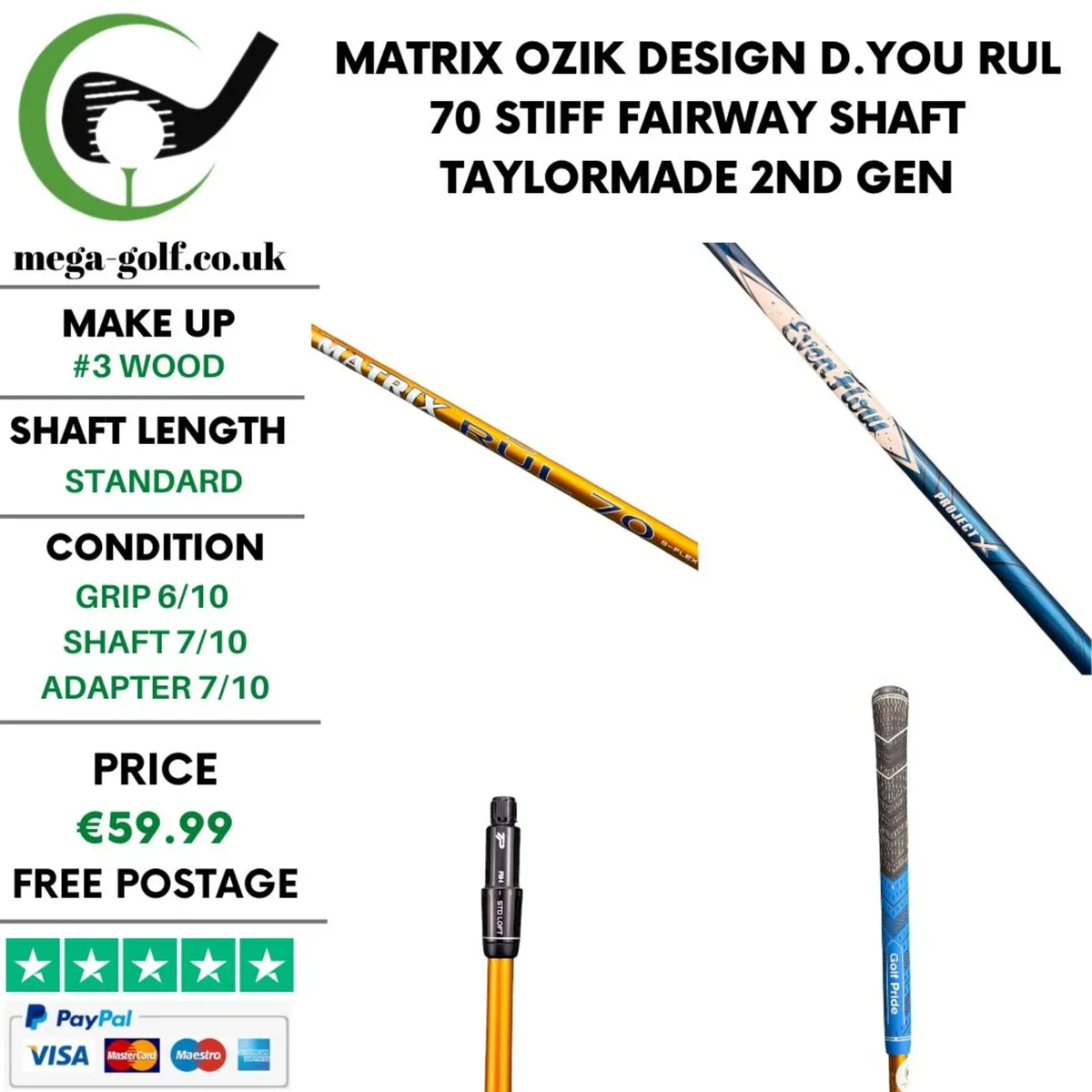 Matrix Ozik Design D.You RUL 70 Stiff #3Wood Shaft - Image 1