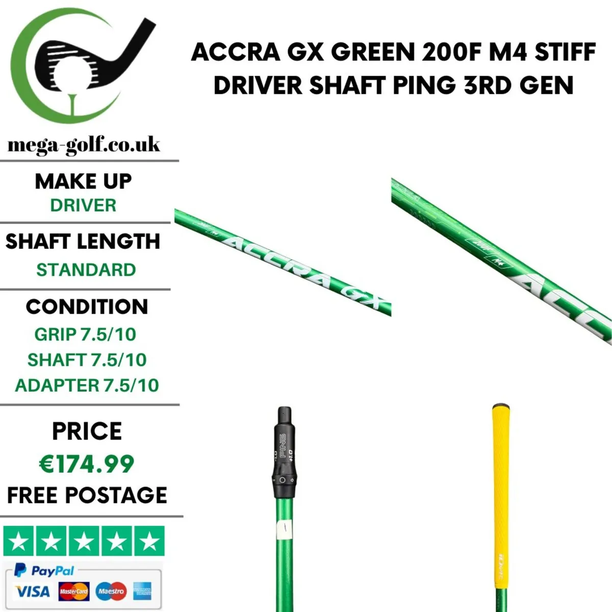 Accra Gx Green 200F M4 Stiff Driver Shaft / Ping - Image 1