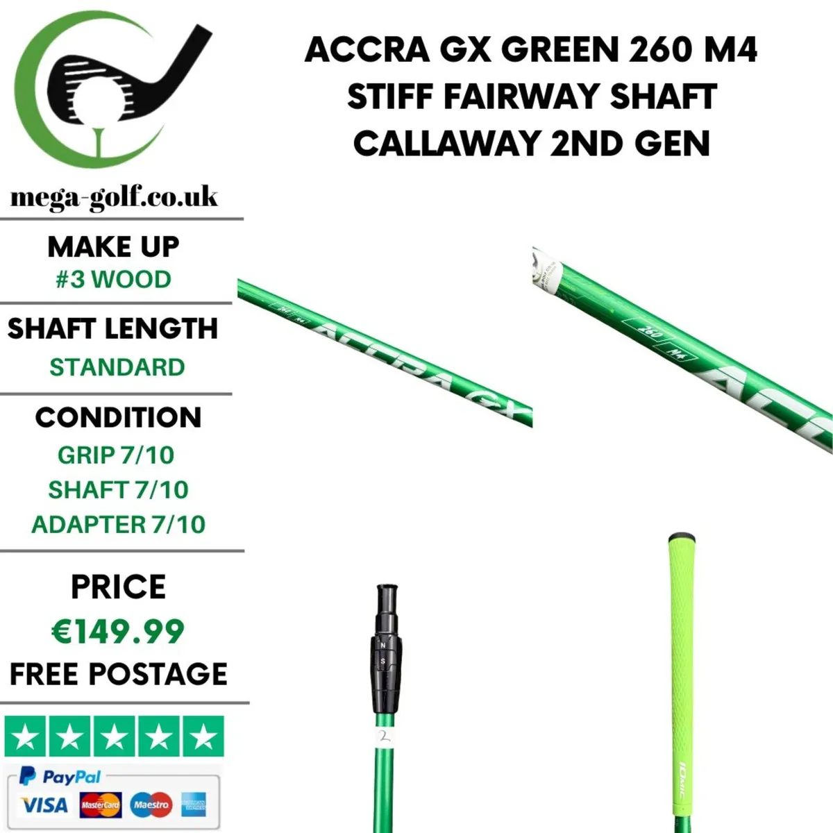 Accra Gx Green 260 M4 Stiff #3 Wood Shaft - Image 1