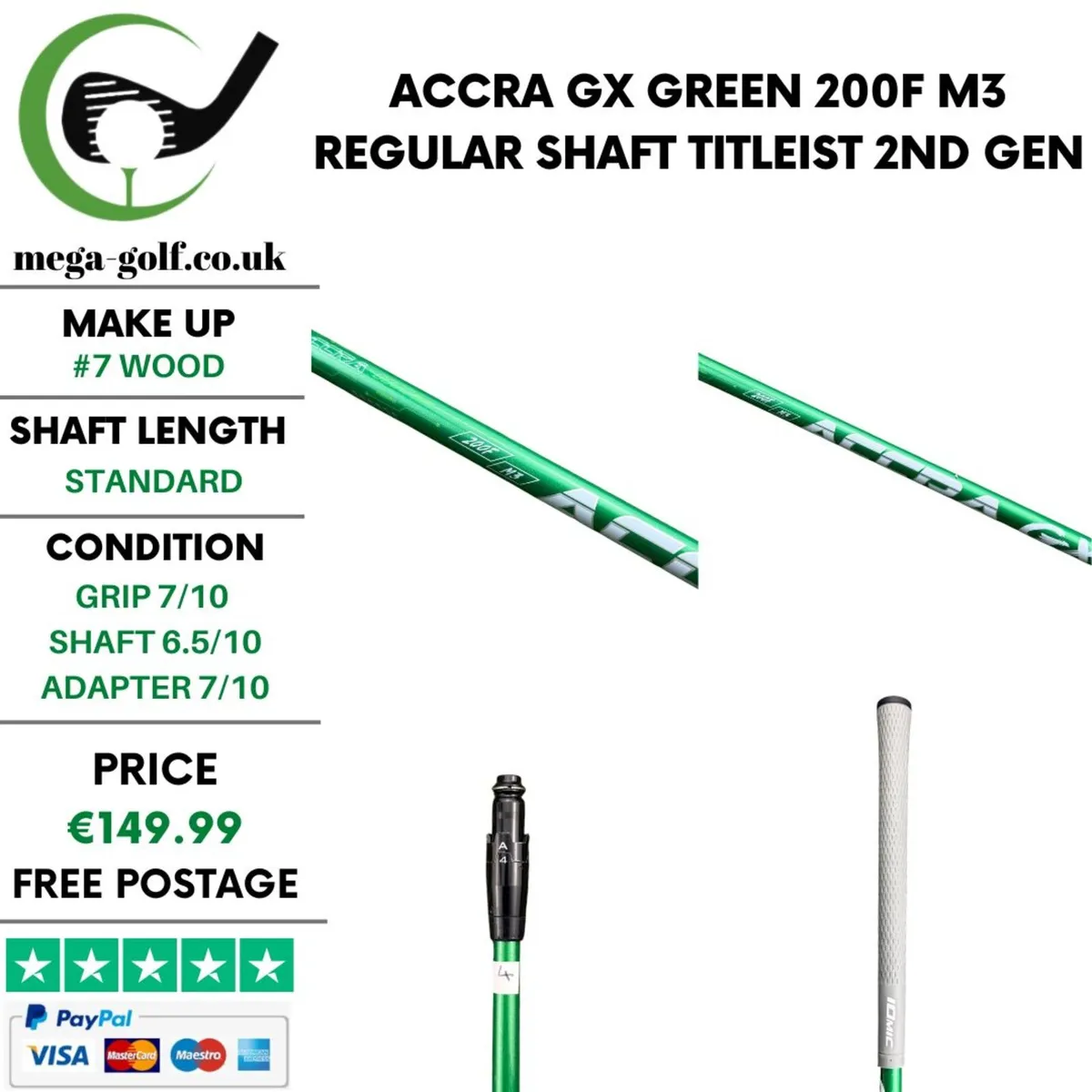 Accra Gx Green 200F M3 Regular #7 Wood Shaft - Image 1