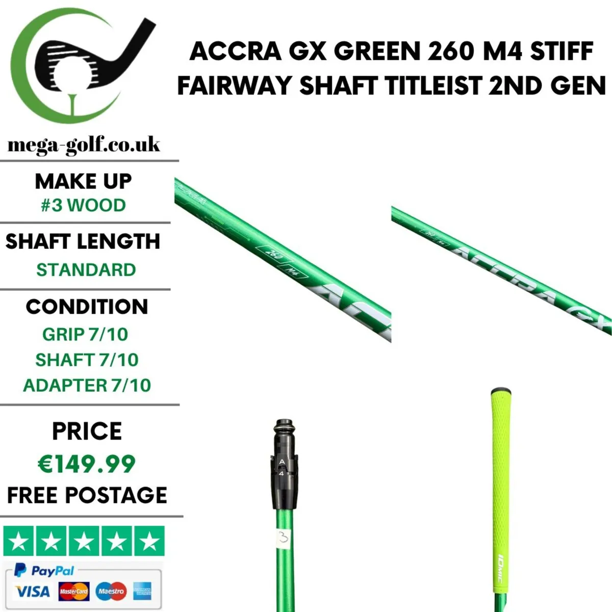 Accra Gx Green 260 M4 Stiff #3 Wood Shaft - Image 1