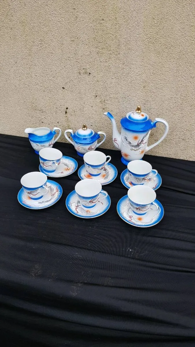 Blue espresso asian set small cups - Image 1
