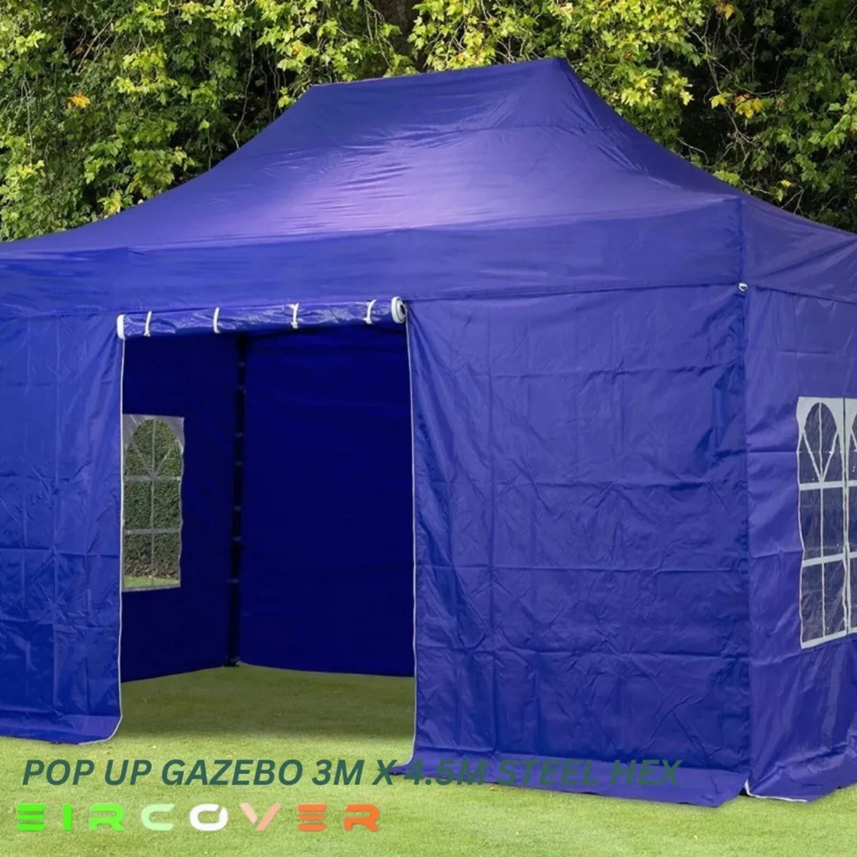 Pop Up Gazebo Steel Hex 3m x 4.5m Green - Image 3