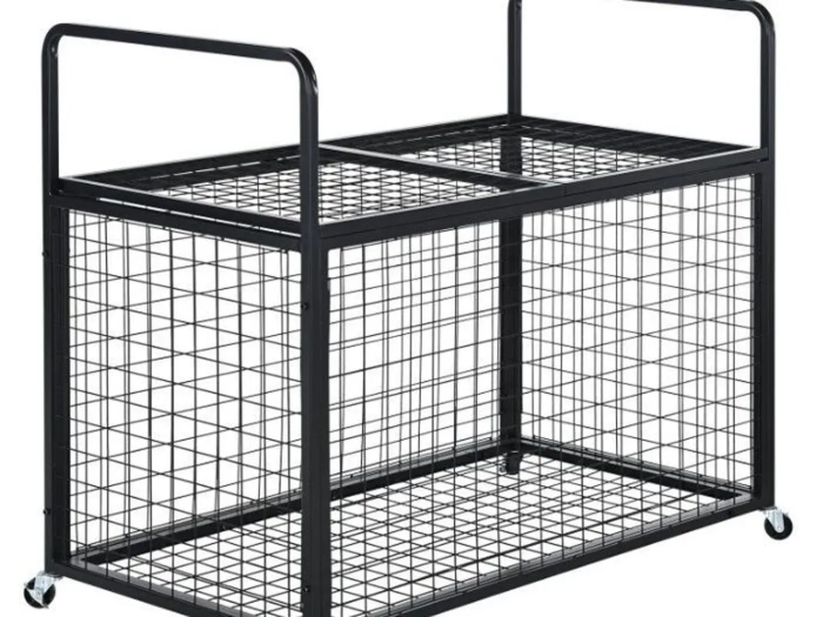 Rolling Sports Ball Storage Cart, Lockable Basketb - Image 3