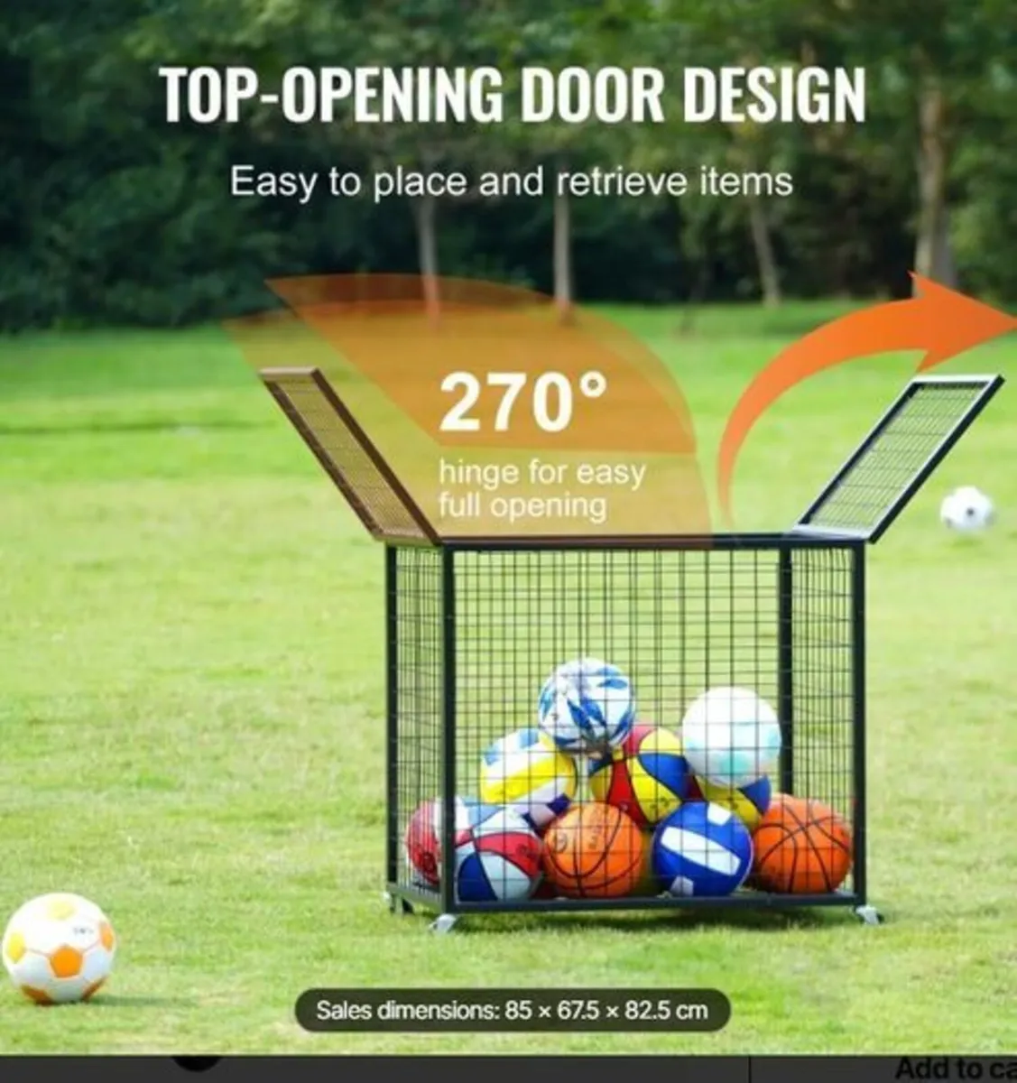 Rolling Sports Ball Storage Cart 85 x 67.5 x 82.5 - Image 2