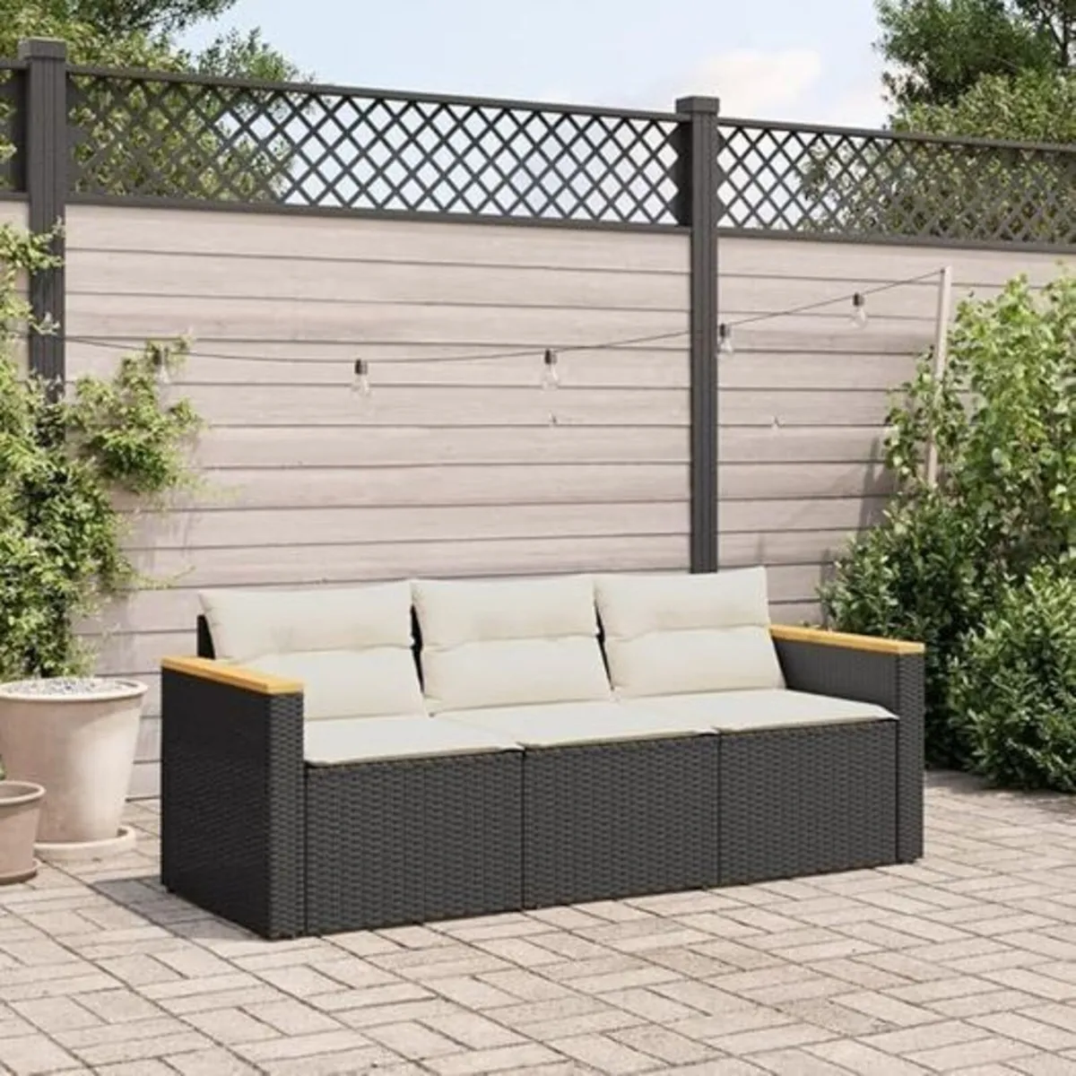3-Seater Garden Sofa Poly Rattan - Image 1