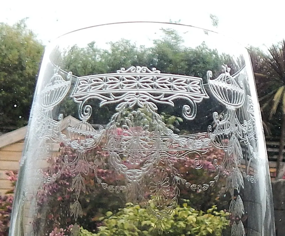 6 Fostoria Clear Etched Ice Tea Crystal Glasses - Image 3
