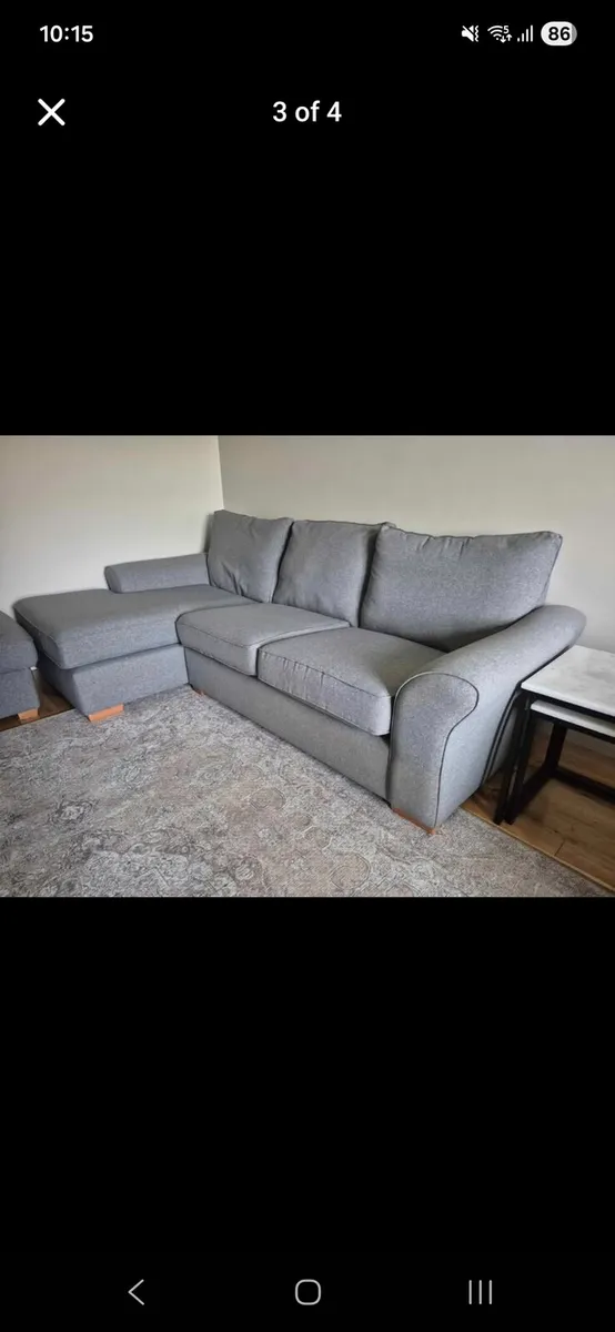 Grey 3 seat sofa and power recliner - Image 1