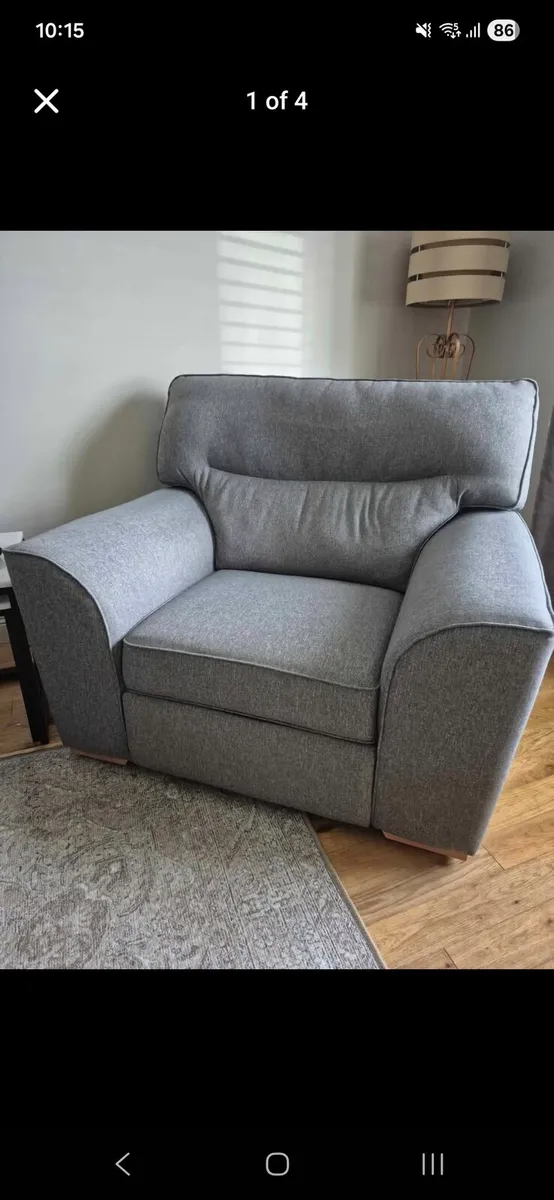 Grey 3 seat sofa and power recliner - Image 3