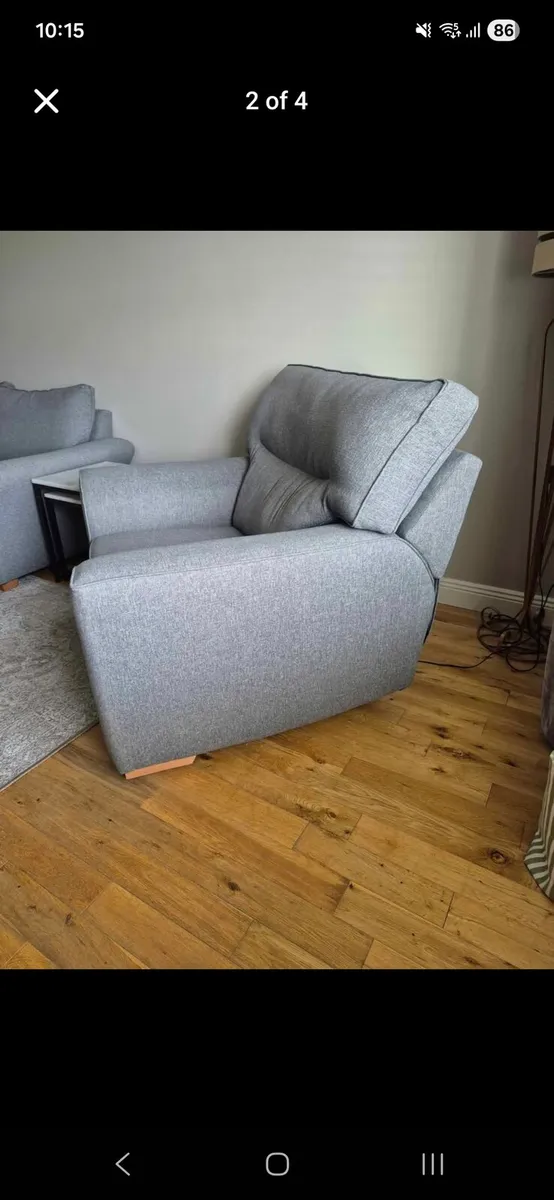 Grey 3 seat sofa and power recliner - Image 4