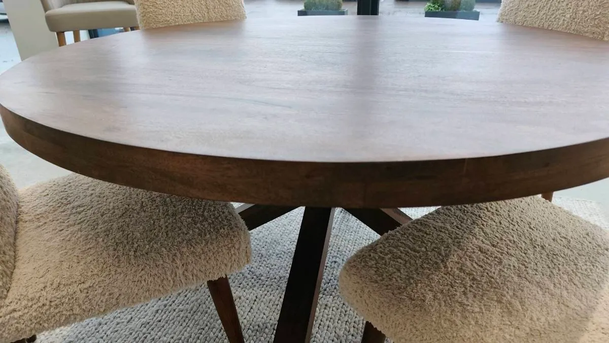 Round Dining Table 150cm Ex Display Like New - Image 3