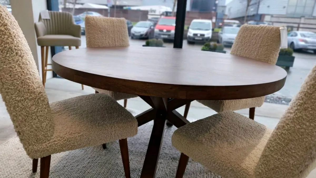 Round Dining Table 150cm Ex Display Like New - Image 1