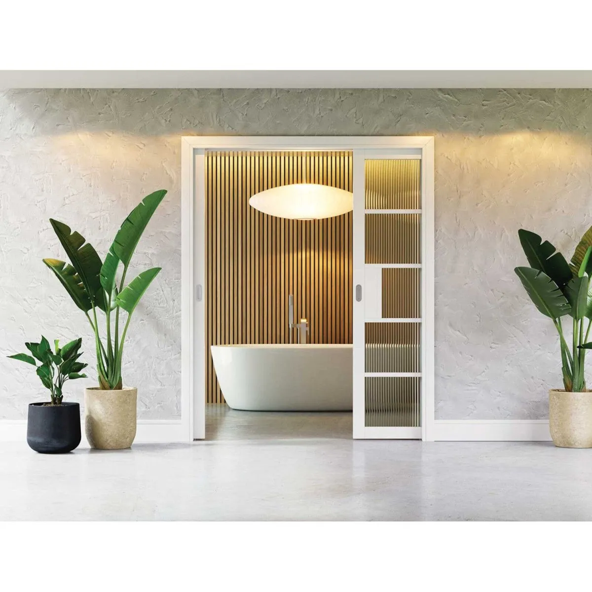 White Reeded Glass Door - Image 3