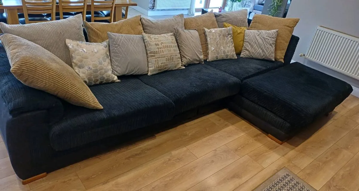 L Shaped Sofa Armchair and Footstool - Image 1