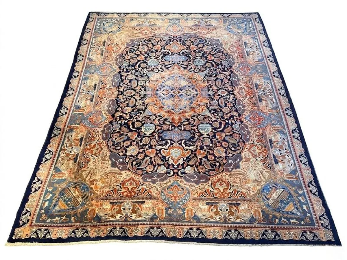 Stunning 1960s Kashmar Pictorial Rug. A Masterpiece of Persian Craftsmanship - Image 1
