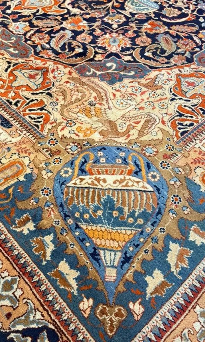 Stunning 1960s Kashmar Pictorial Rug. A Masterpiece of Persian Craftsmanship - Image 3