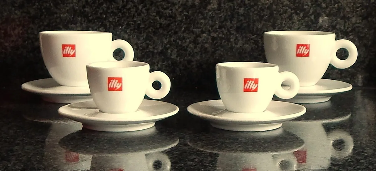 8 Illy Porcelain Coffee Cups & Saucers - Image 2