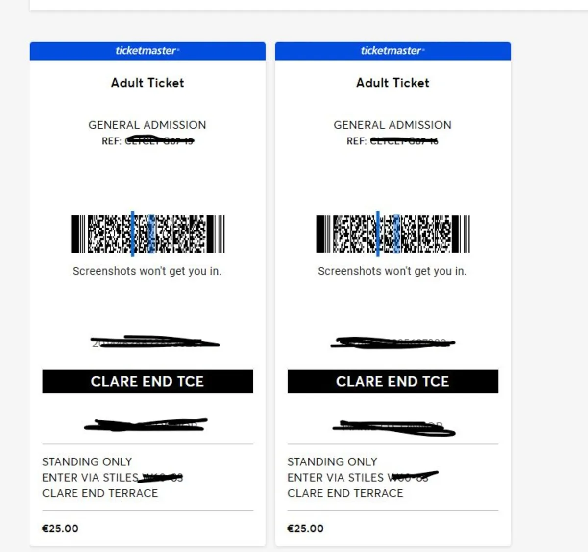 CORK V LIMERICK 4PM CLARE END TERRANCE X 2 TICKETS