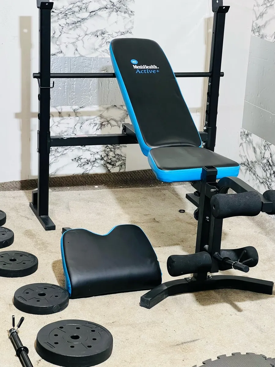 MENS HEALTH ACTIVE BENCH 50KG BARBELL SET MATS - Image 2