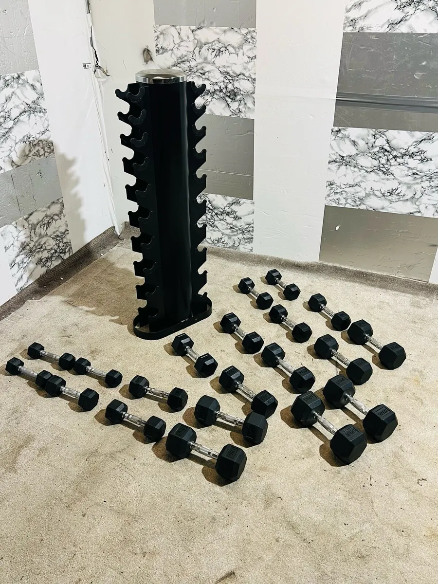 Hex dumbbells with stand - Image 2