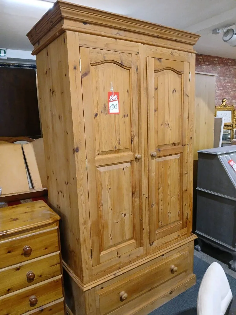 Pine wardrobe  with drawer - Image 1