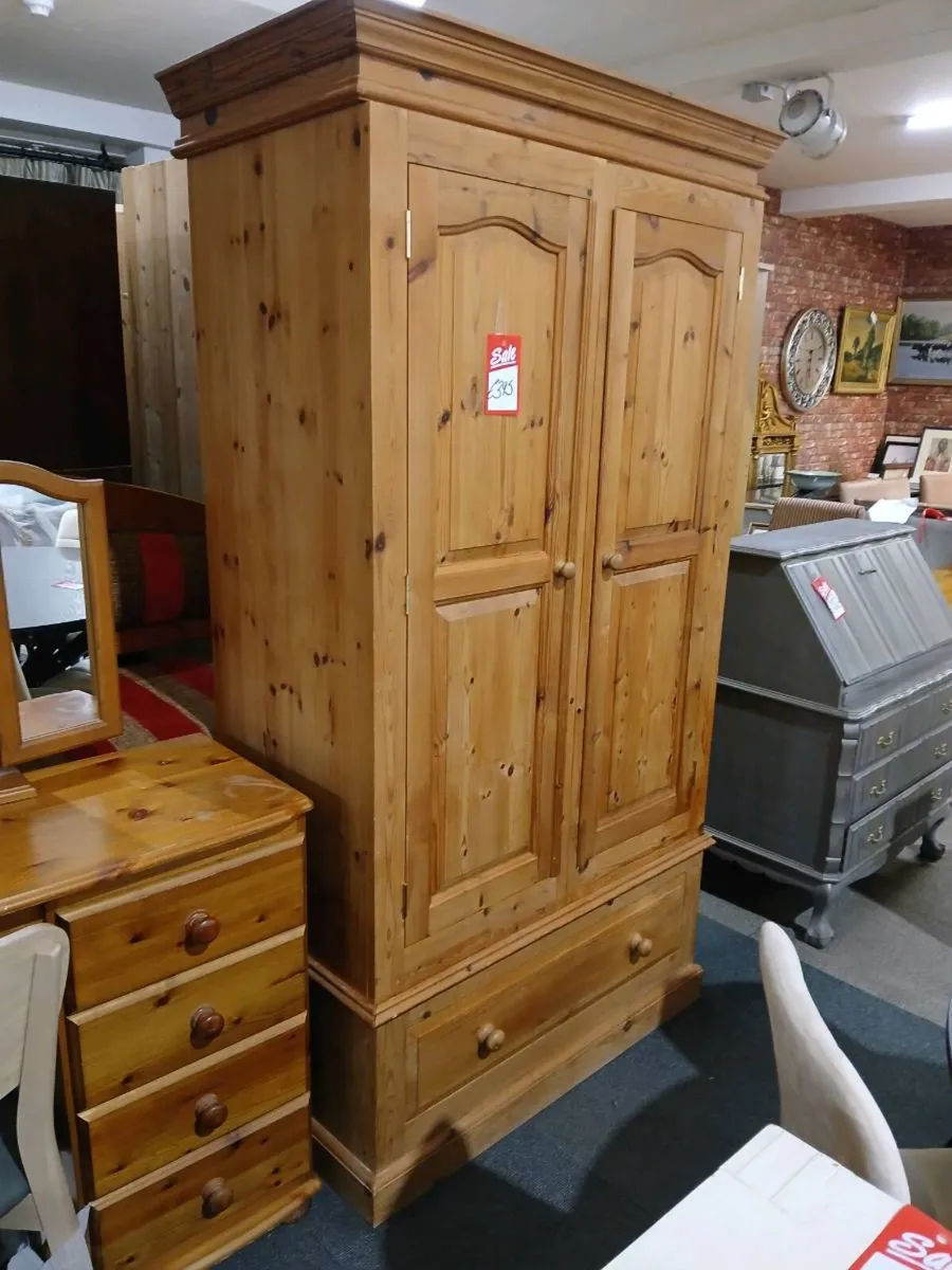 Pine wardrobe  with drawer - Image 2