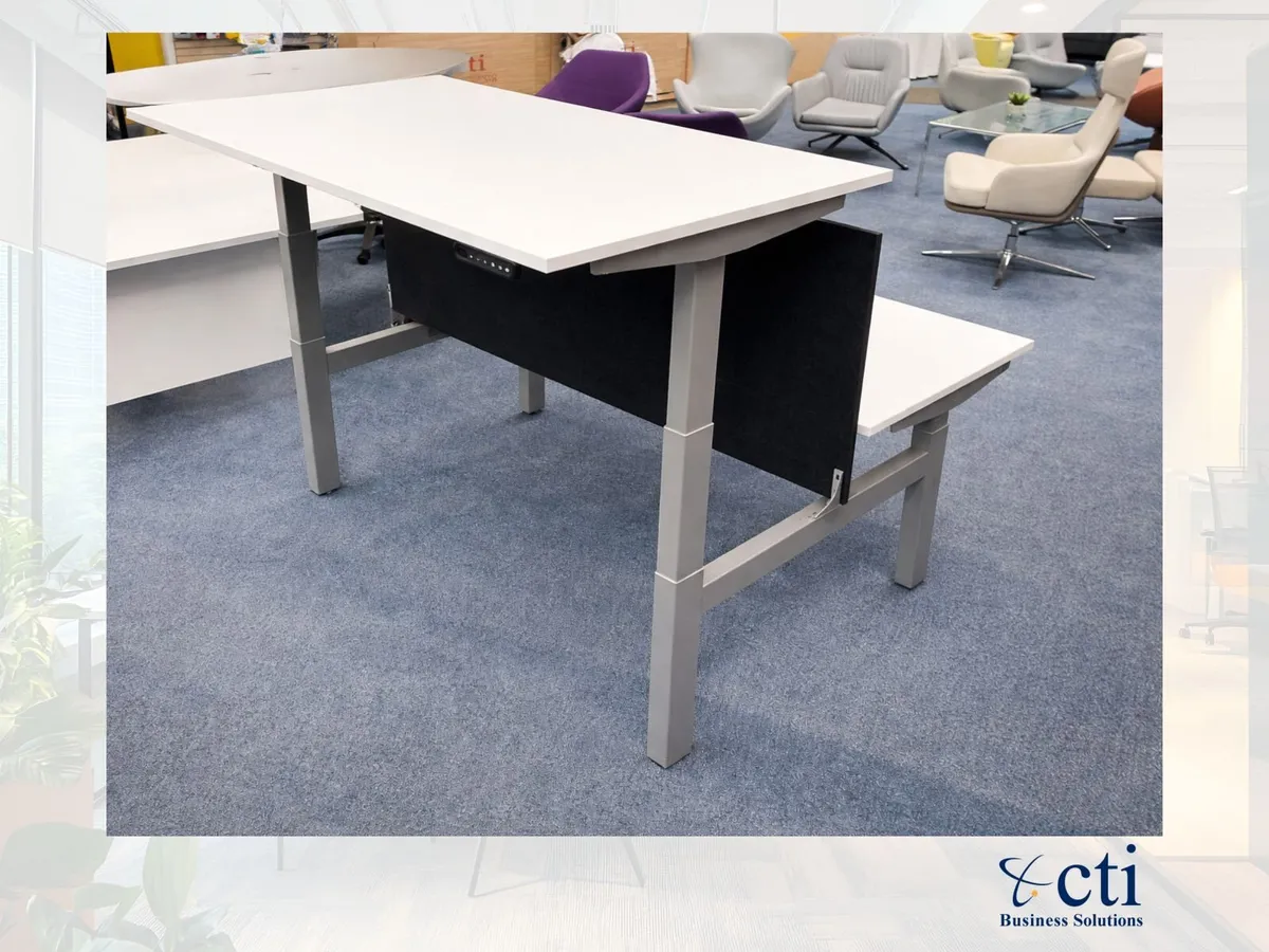 10 x Double Height adjustable Desks With Screen - Image 1