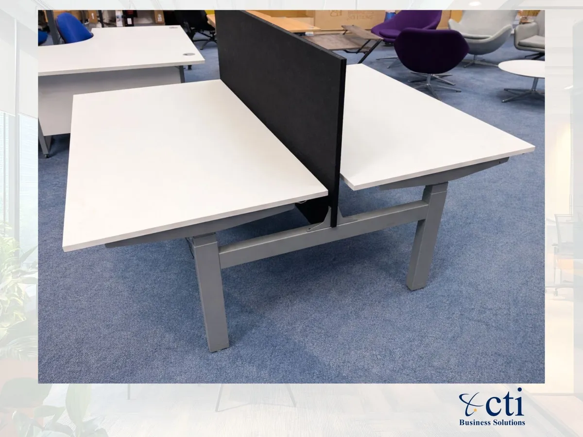 10 x Double Height adjustable Desks With Screen - Image 3