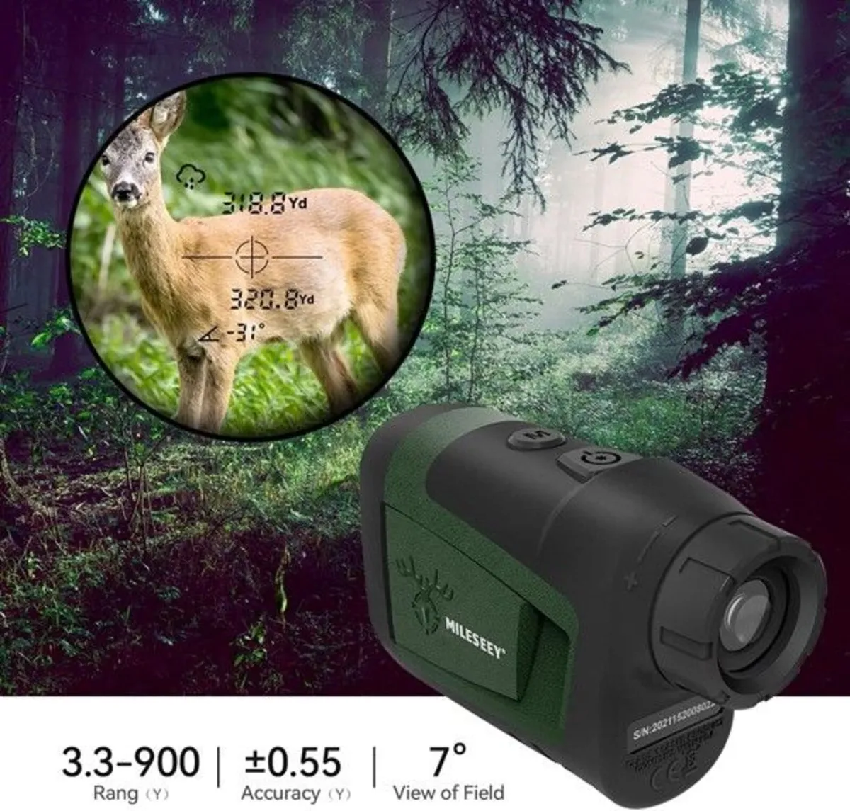 Mileseey Hunting Rangefinder, 900 Yards, Rain Mode - Image 3