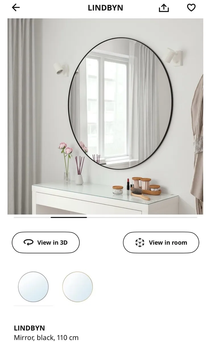 Ikea Lindbyn Black Mirror -110cm - Image 1