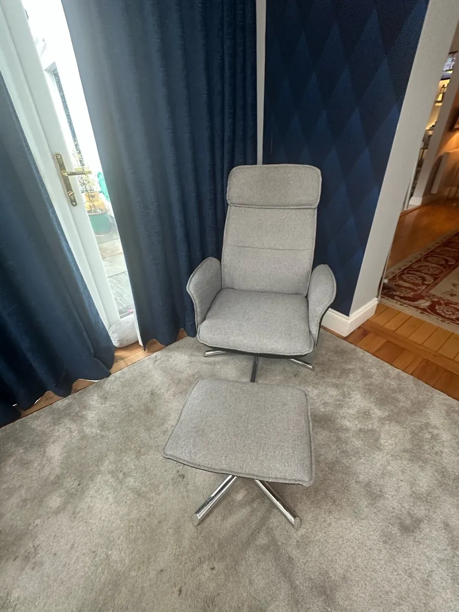 Swivel arm chair & foot stool - Image 1
