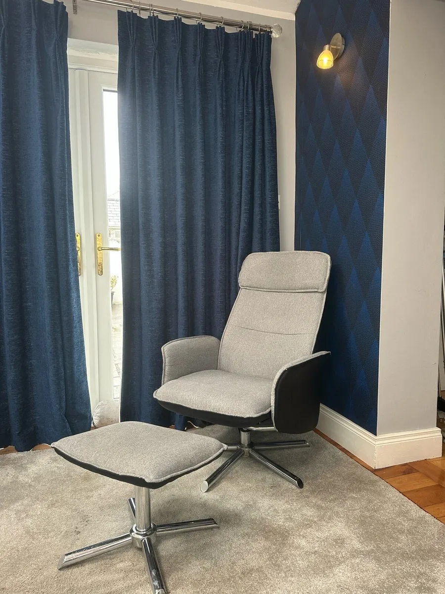 Swivel arm chair & foot stool - Image 2