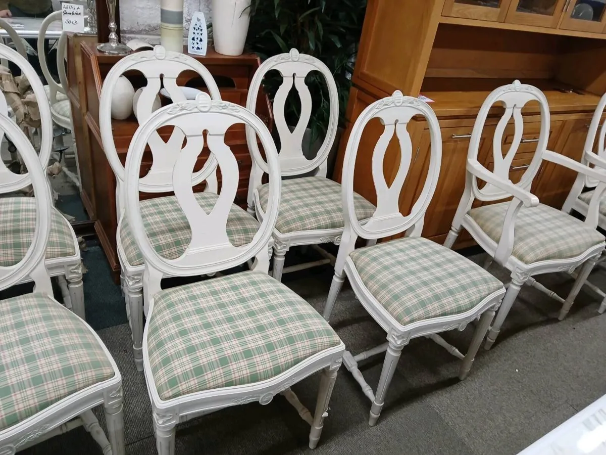 8 Swedish gustavian dining chairs - Image 1