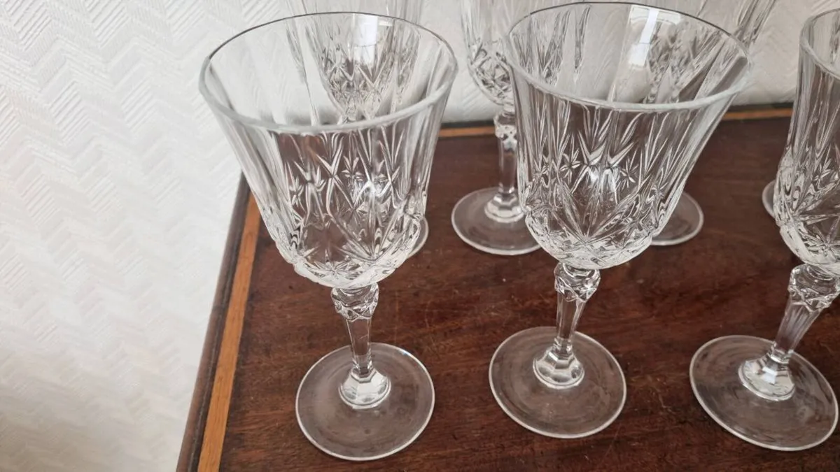 Vintage Crystal Wine Glass Set - Image 4