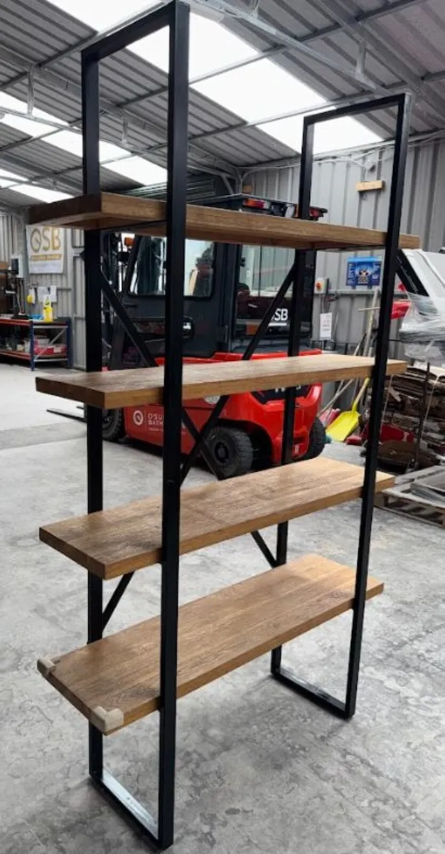 Industrial Style Wooden & Steel Shelving Unit - Image 1