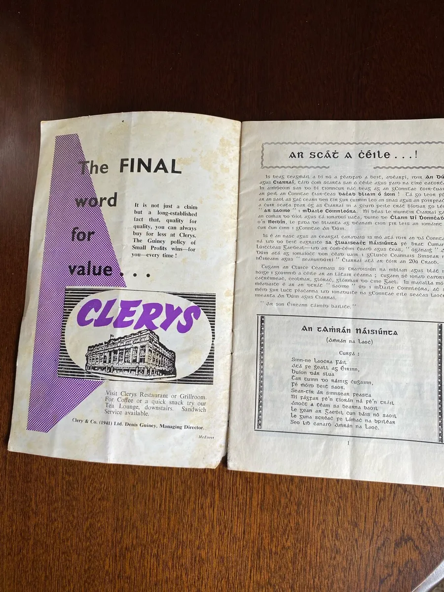 1960 All Ireland Football Final Down Vs Kerry prog - Image 2