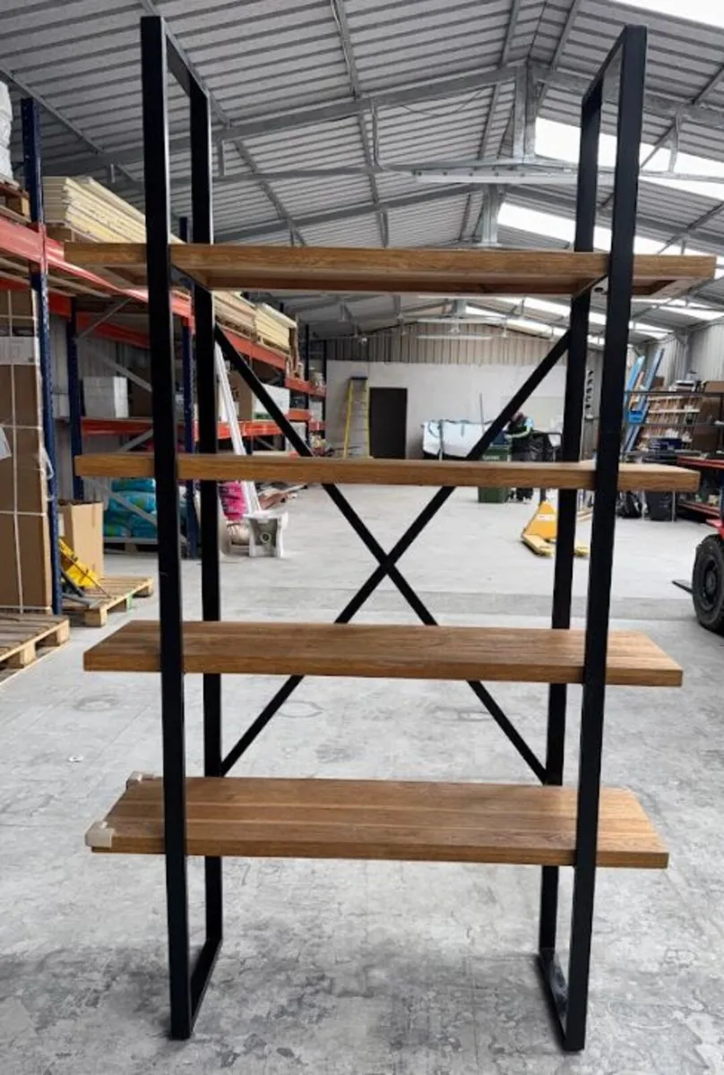 Industrial Style Wooden & Steel Shelving Unit - Image 3