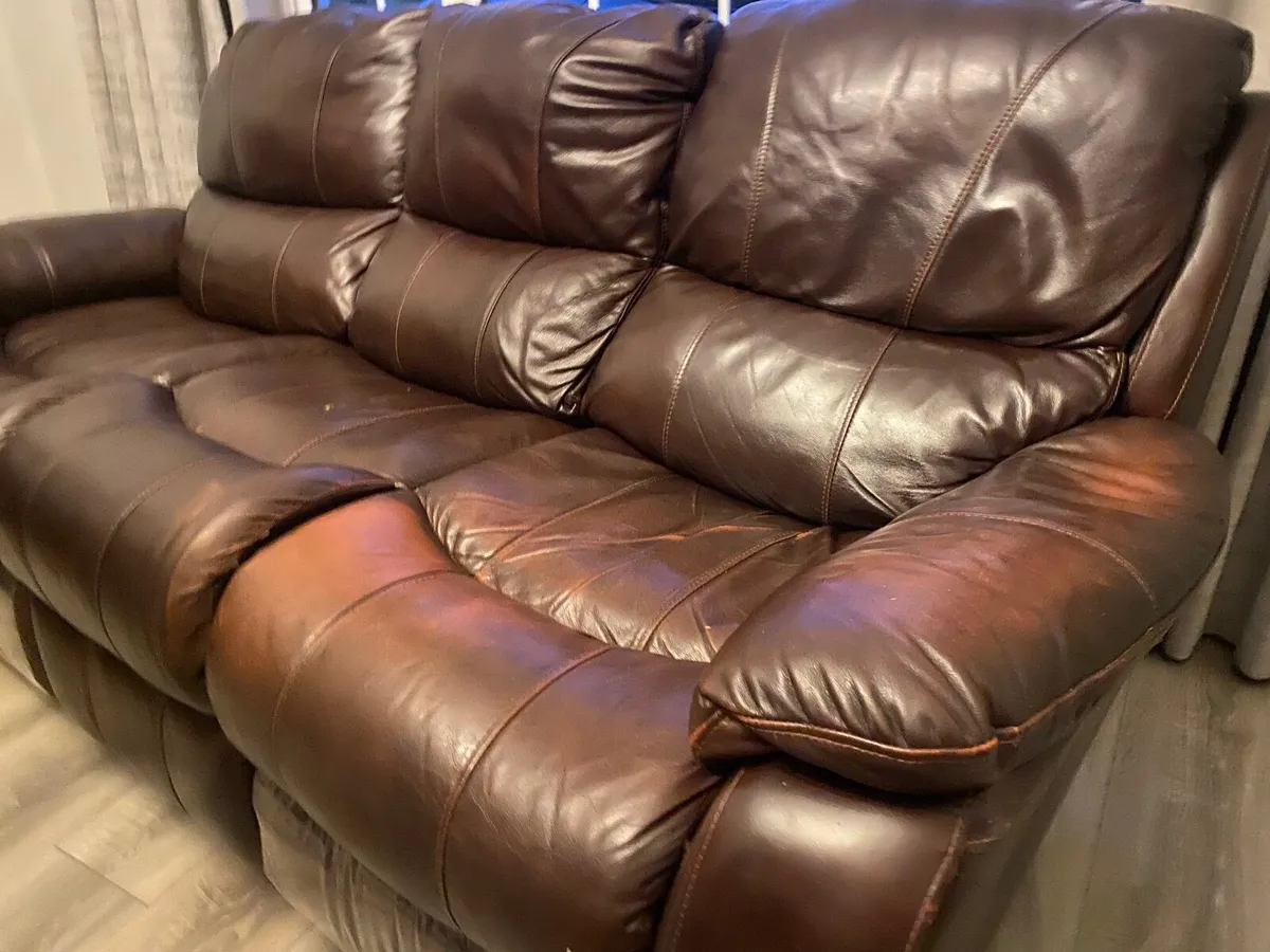 3 seater leather recliner sofa - Image 3