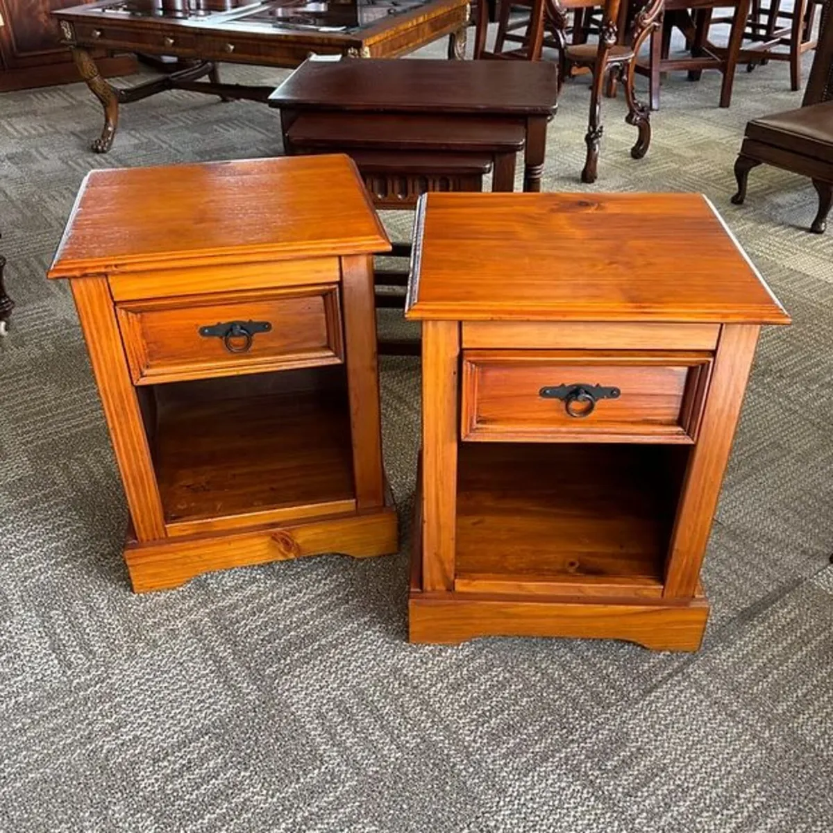 Pair of pine lockers with a drawer & storage